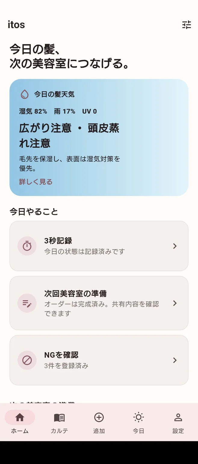 Itos ホーム画面